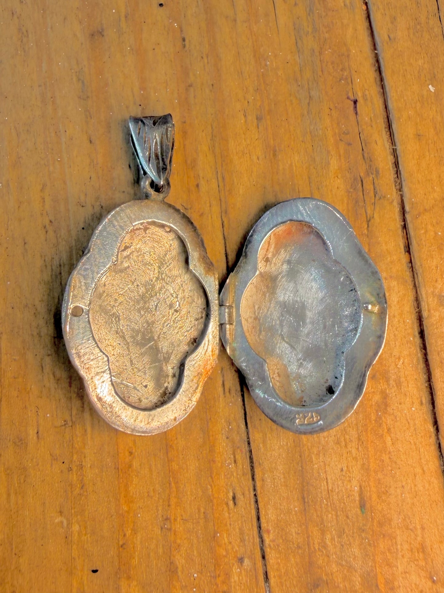 Unique Shaped Floral Engraved Locket 925 Sterling Silver Pendant