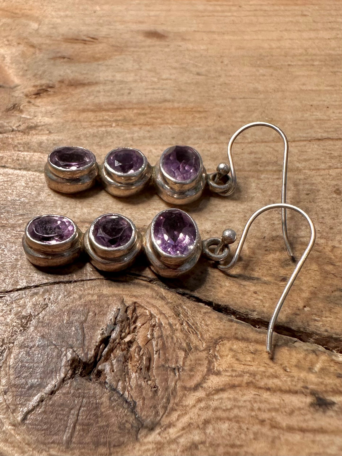 Vintage Stunning Amethyst Dangle 925 Silver Pendant