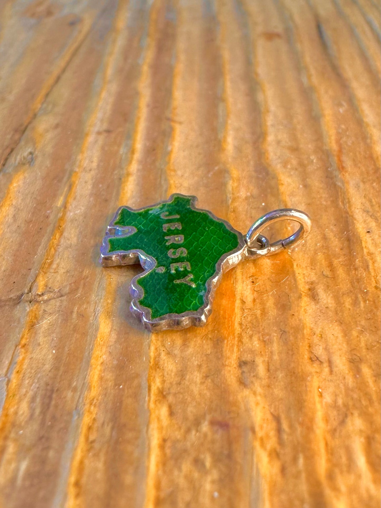 Jersey Green Enamel 925 Sterling Silver Charm Pendant