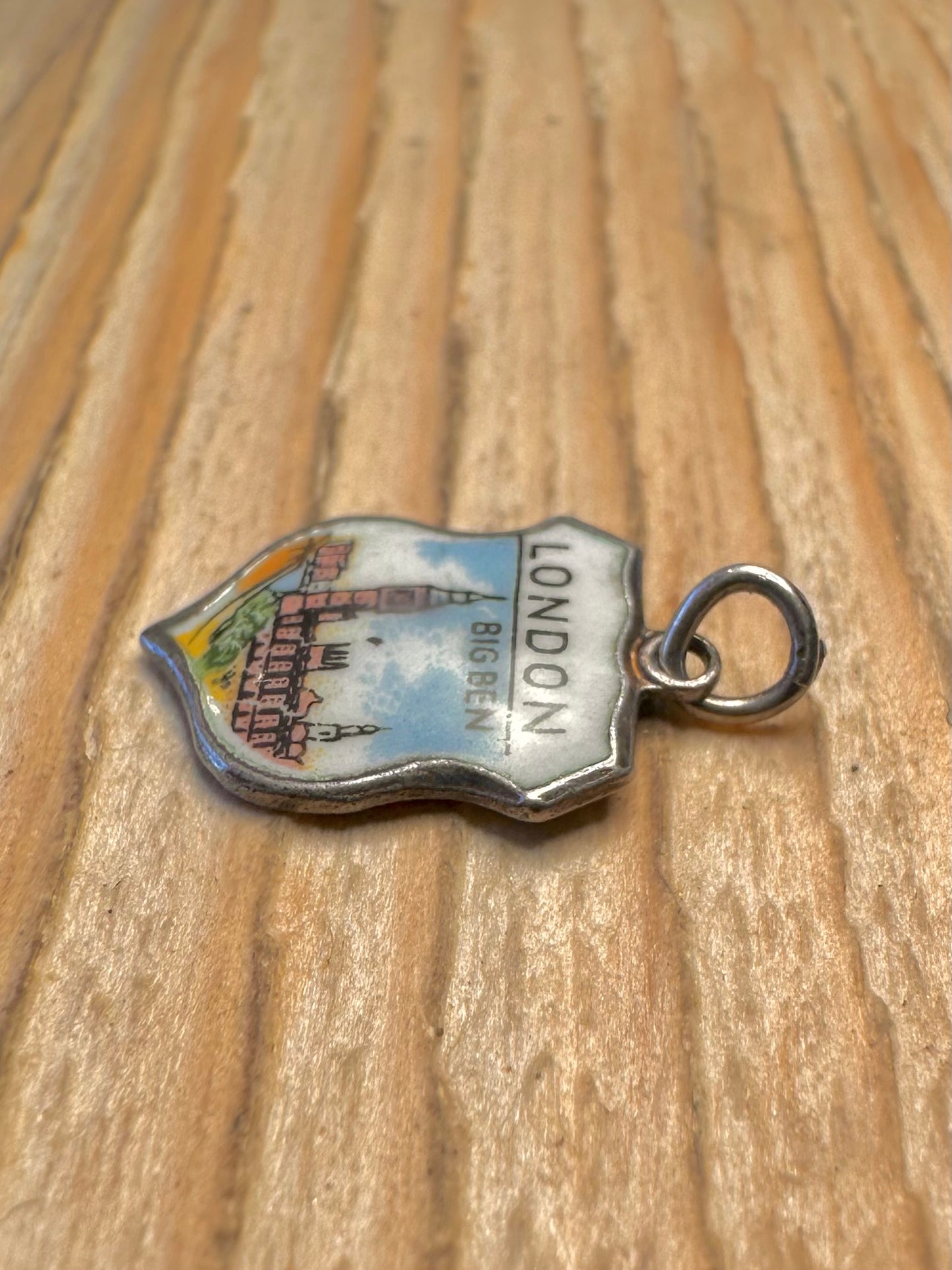 Vintage London Big Ben Crest 925 Sterling Pendant