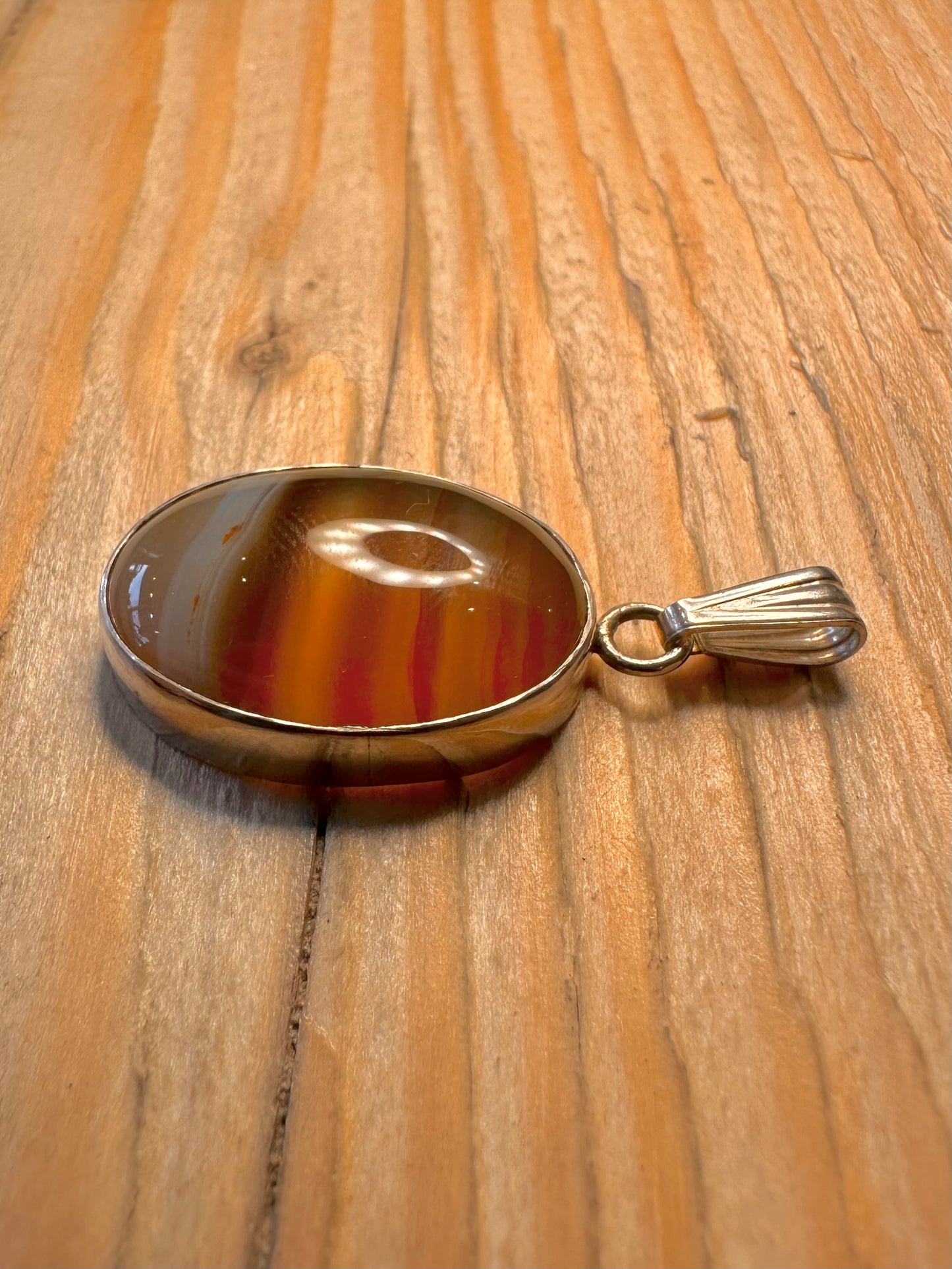 Vintage Banded Agate 925 Silver Pendant