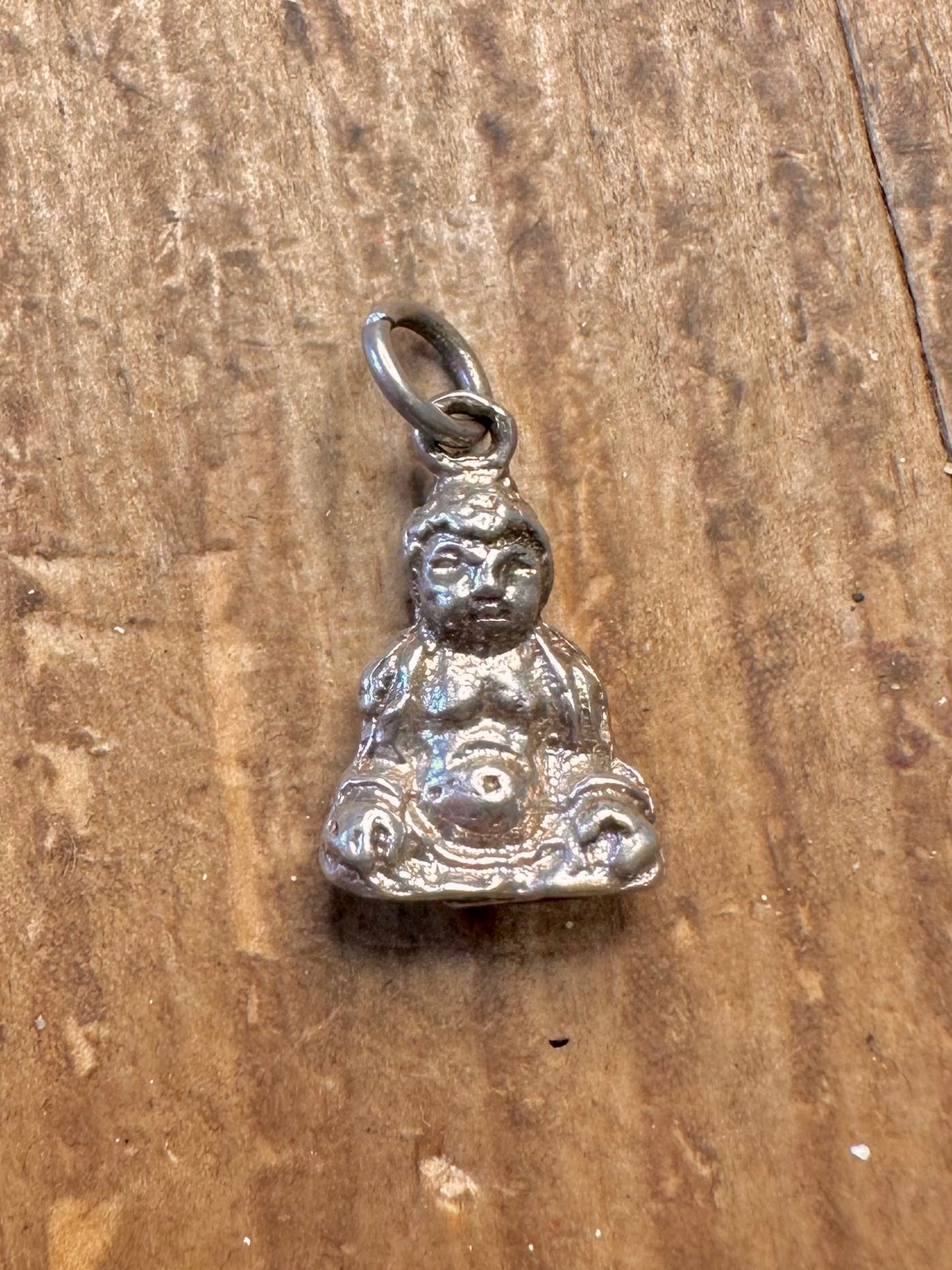 Buddha Sitting 925 Sterling Silver Charm Pendant