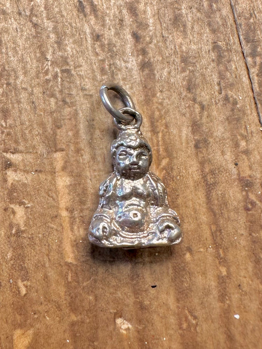 Buddha Sitting 925 Sterling Silver Charm Pendant