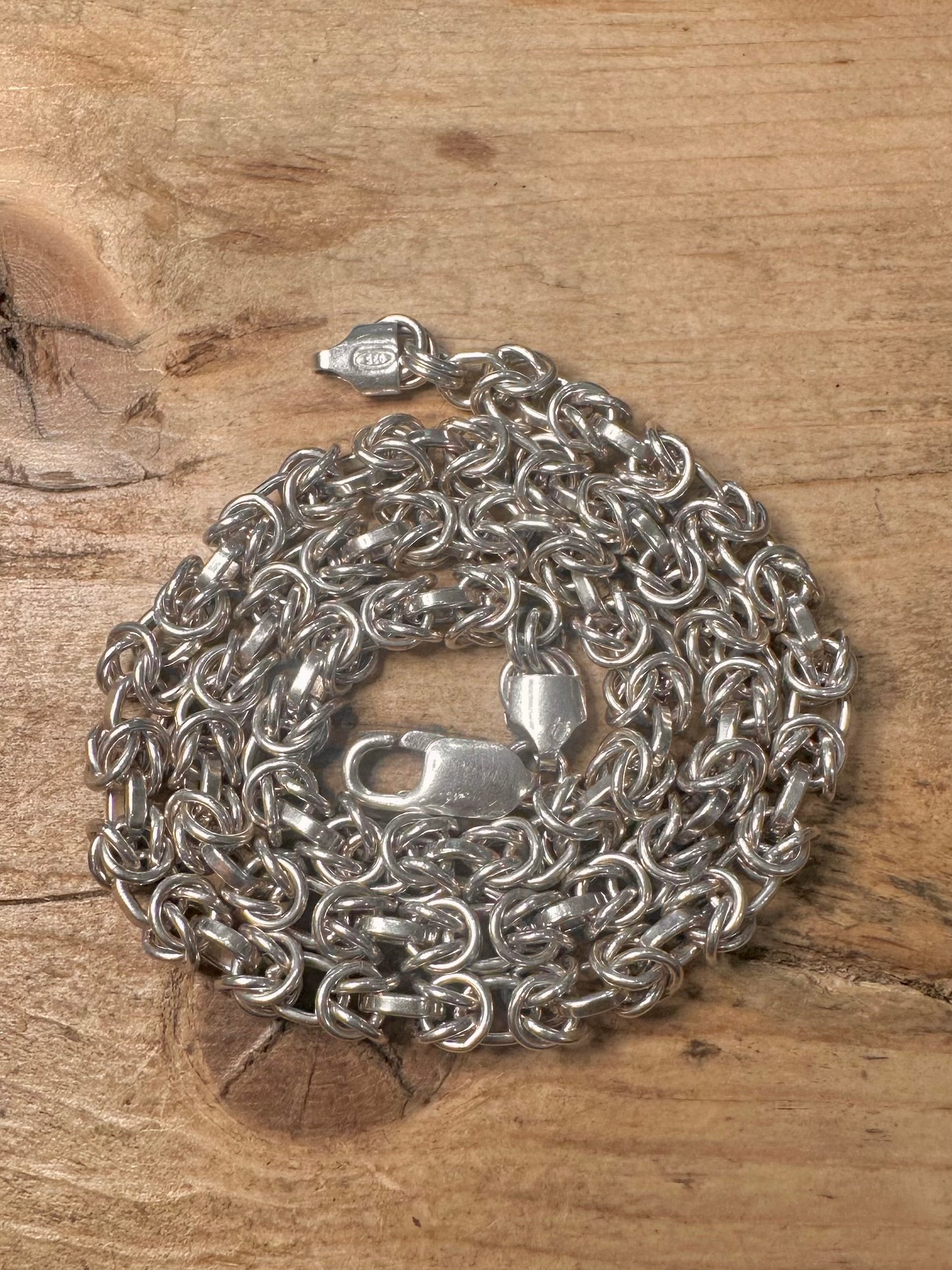 Vintage Byzantine Link Chunky 925 Silver 17.5 inch Necklace