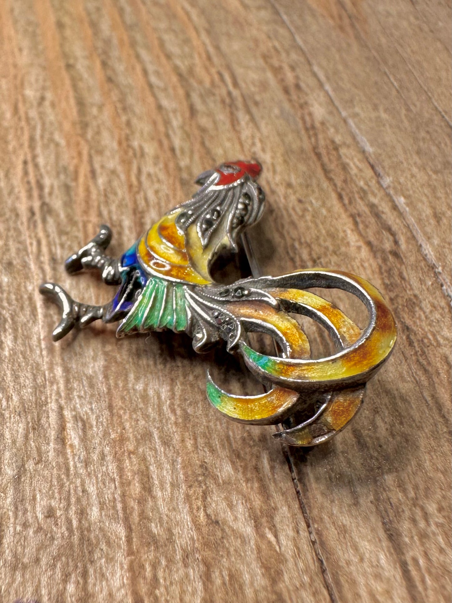 Vintage Alice Caviness Hahn Emaille 925 Sterling Silber Brosche