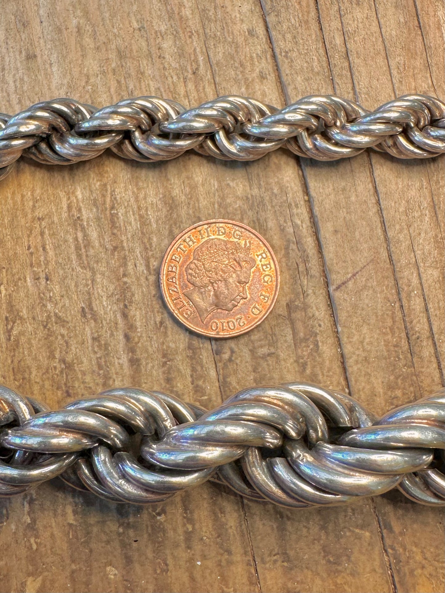 Chunky Graduated Rope Chain Italy 925 Sterling Silver 18.4 inch Necklace