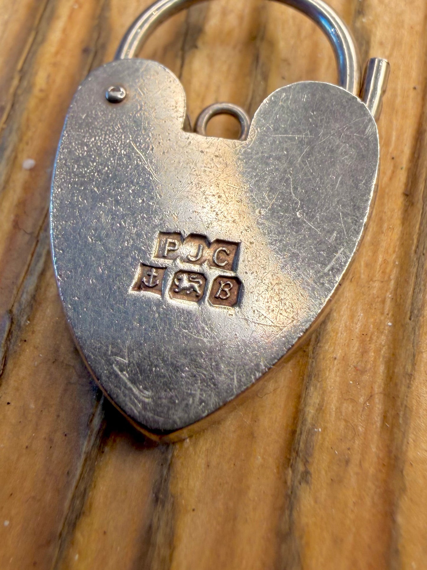 Large Heart 1976 Padlock Maker PJC Birmingham 925 Sterling Silver Pendant