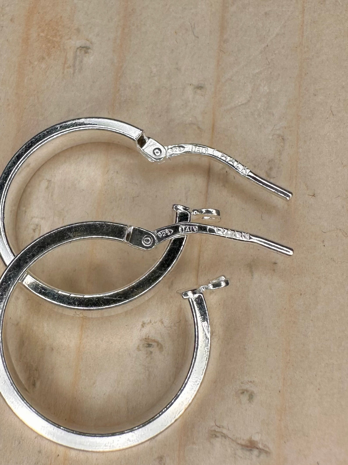 Flat Edge Hoop 925 Sterling Silver Earrings