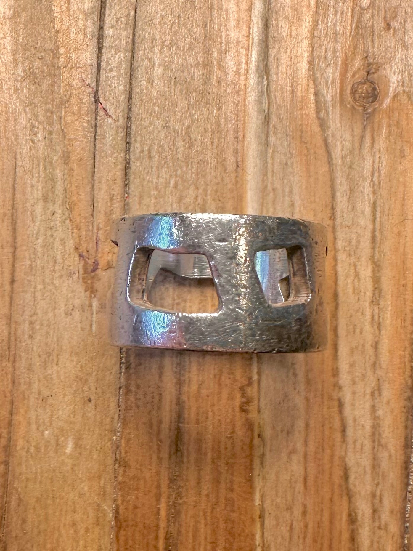 Vintage Geometric Band 925 Sterling Silver Size P Ring