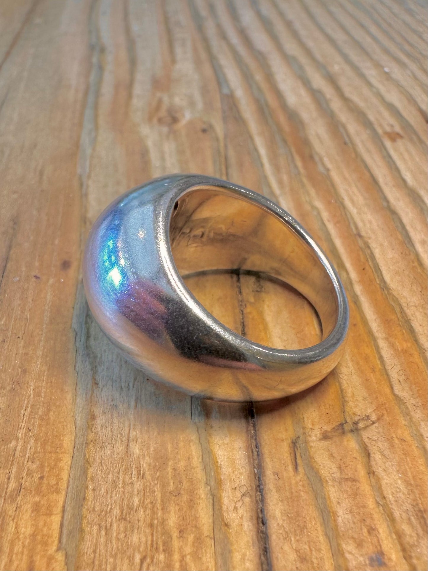 Modernist Dome Hollow 925 Sterling Silver Size O Ring