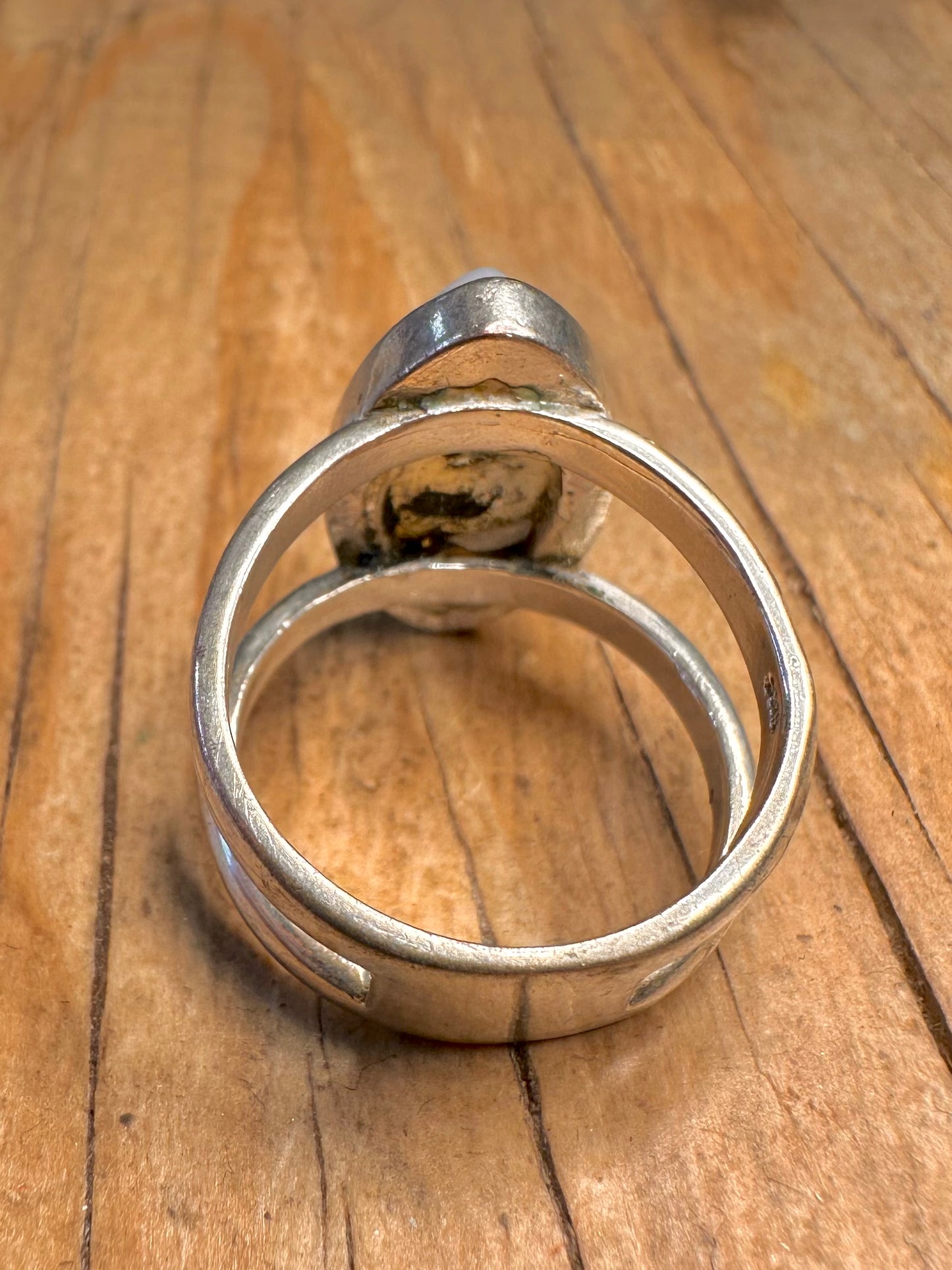 Modernist Opalite 925 Sterling Silver Size P Ring