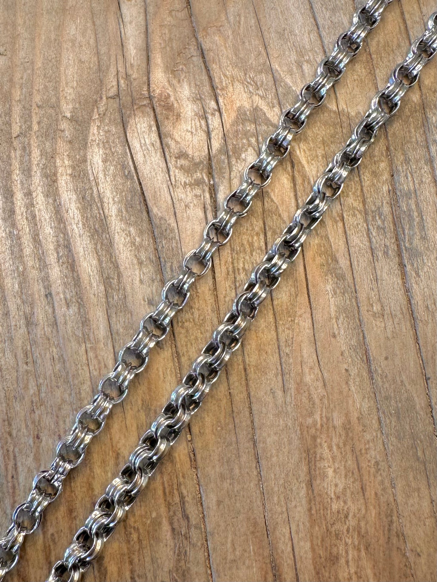Double Link Rolo 925 Sterling Silver 22 inch Necklace