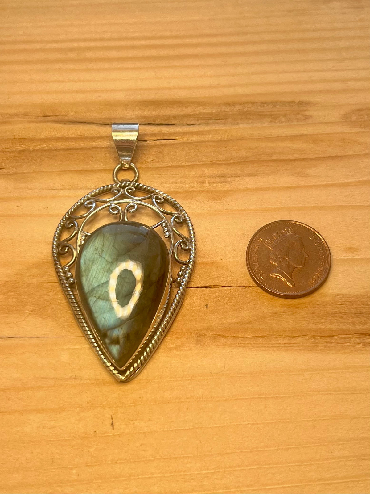 Large Tear Drop Labradorite 925 Sterling Silver Pendant