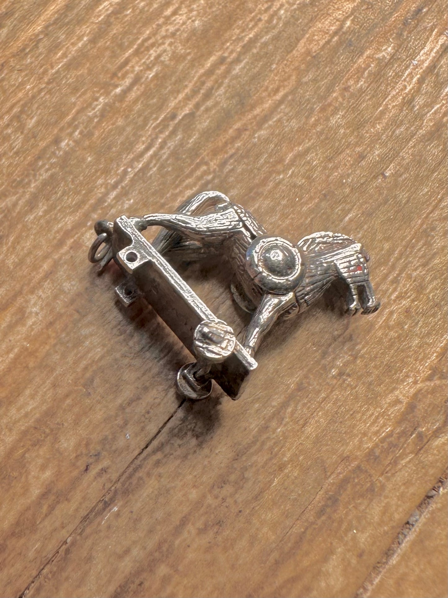 Vintage Trojanisches Pferd Rot Emaille 925 Sterling Silber Charm Anhänger