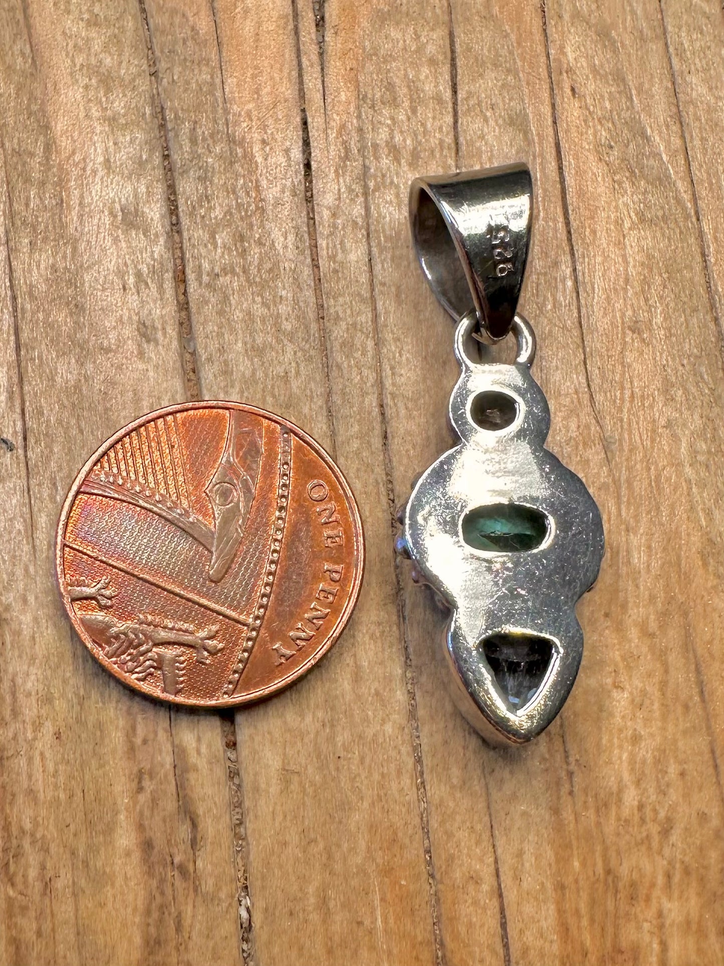 Vintage Blautopas und Weißer 925er Sterlingsilber-Anhänger