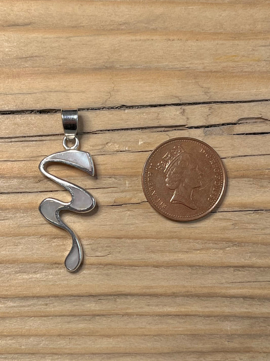 Mother of Pearl Abstract 925 Sterling Silver Pendant