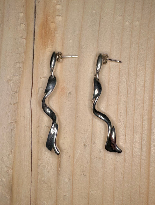 Curvy Wave 925 Sterling Silver Earrings