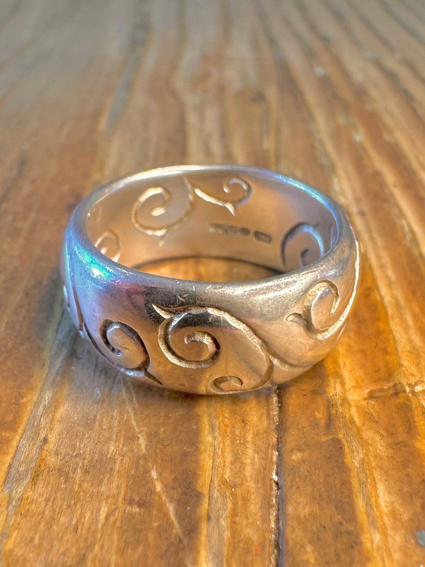 Dower and Hall 2007 Multi Gemstone Swirl Design Band 925 Sterling Silver Size