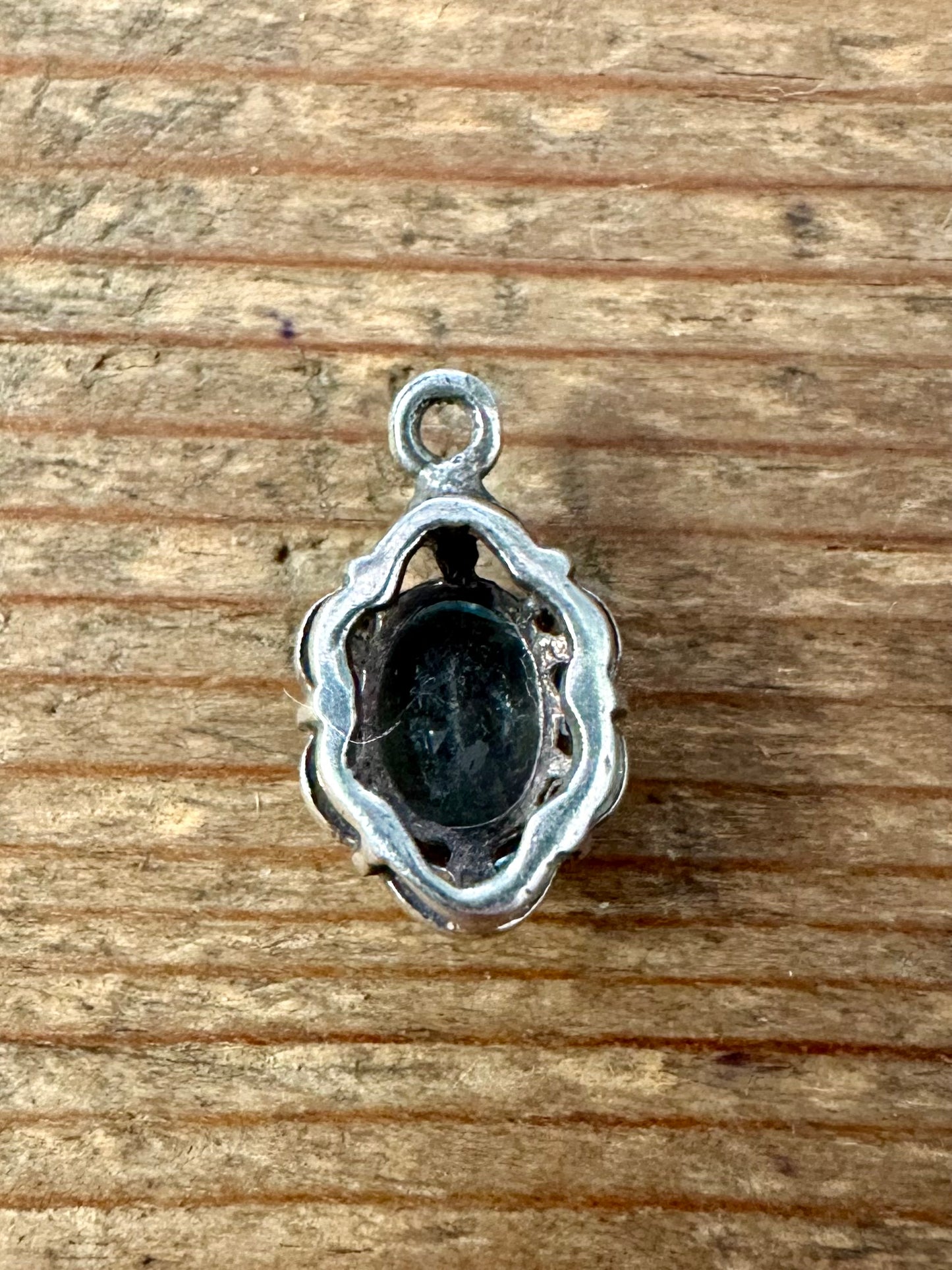 Vintage Blue Topaz Ornate Silver Pendant