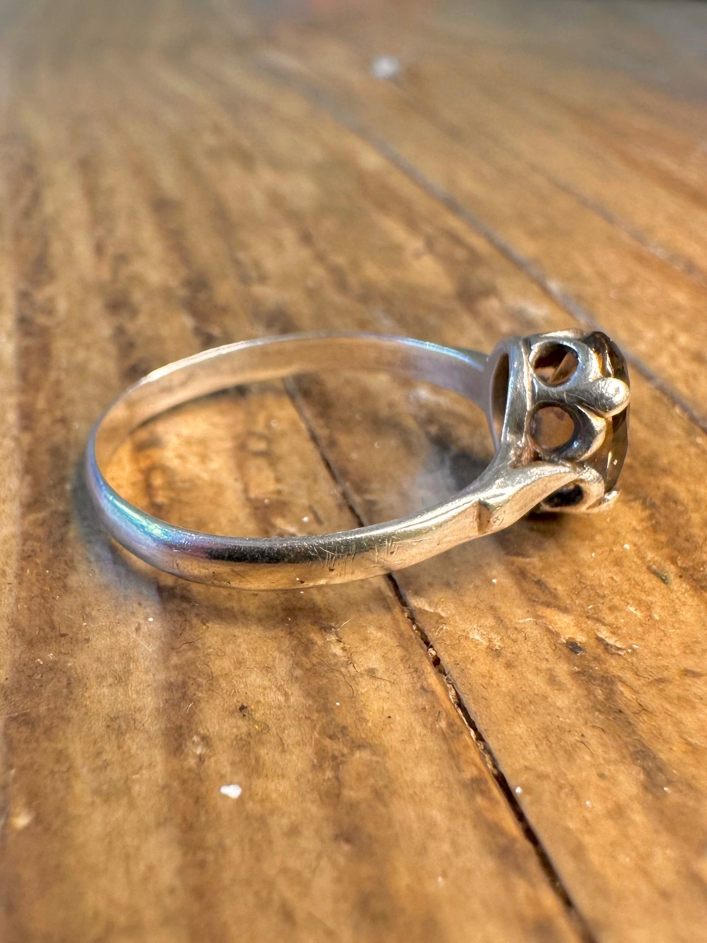 Smokey Quarts 1976 Edinburgh 925 Sterling Silber Ring Größe O1/2