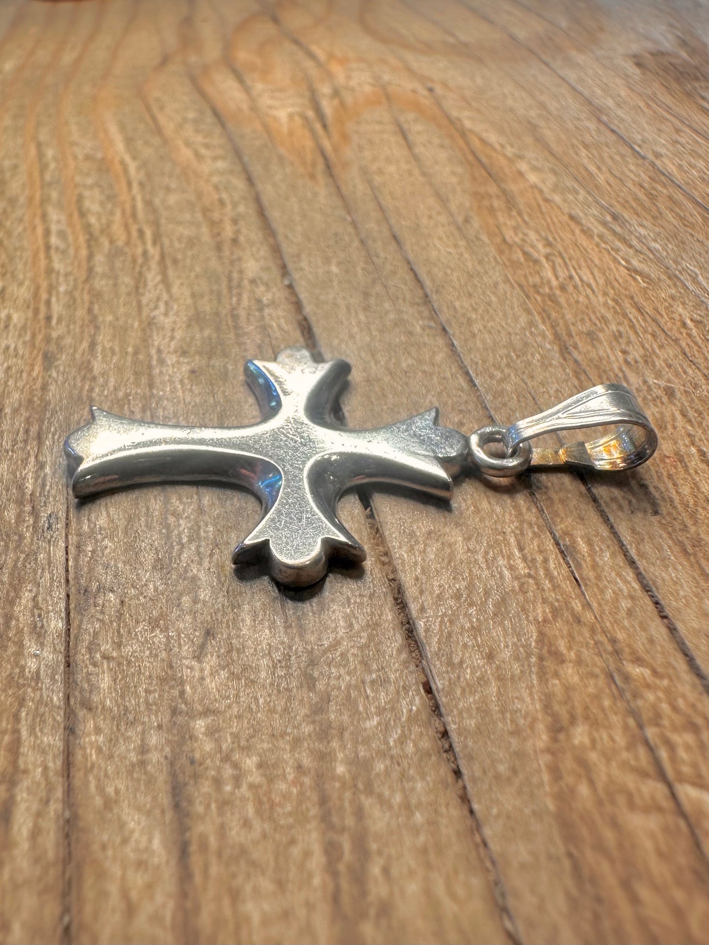 Vintage Kreuz Lilie 925 Sterling Silber Anhänger
