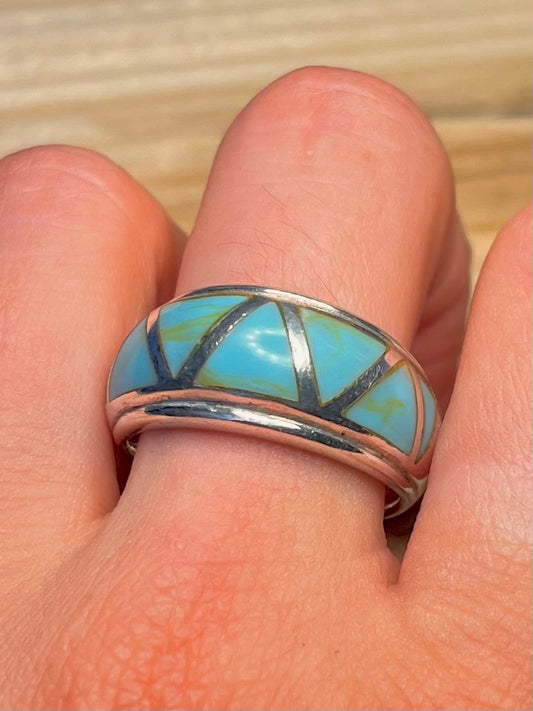 Chunky Turquoise Size 9.5 925 Sterling  Silver Ring