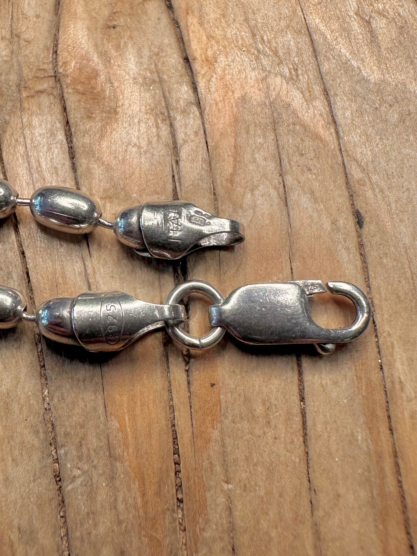 Modernist Bead Chain Italy 925 Sterling Silver 18.2 inch Necklace