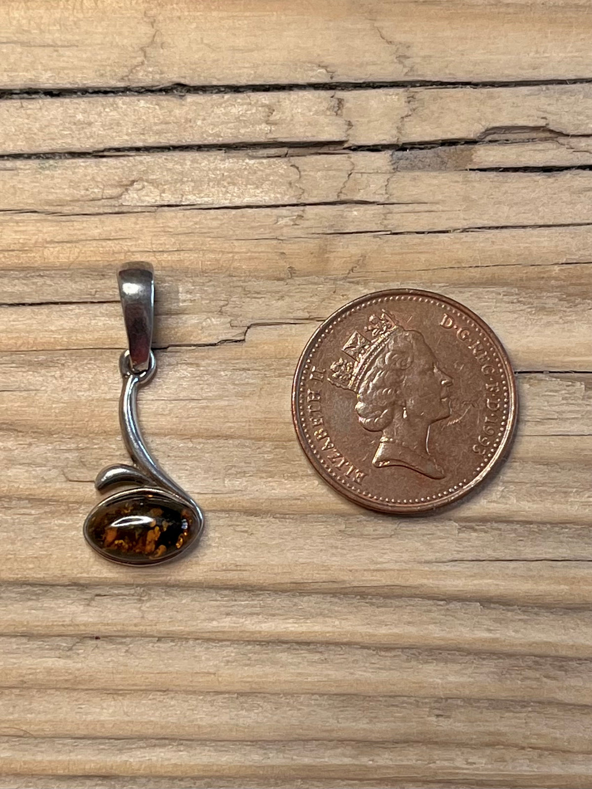 Orange Amber 925 Sterling Silver Pendant