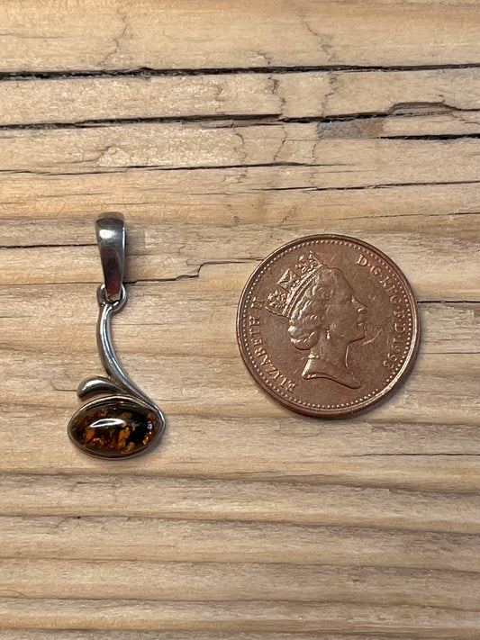 Orange Amber 925 Sterling Silver Pendant