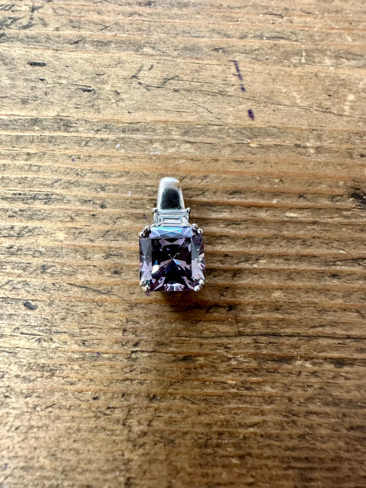 Modernist Purple CZ 925 Silver Pendant