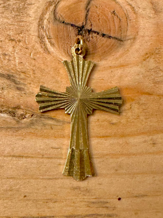 Vintage 1979 9ct Gold Textured Cross Pendant