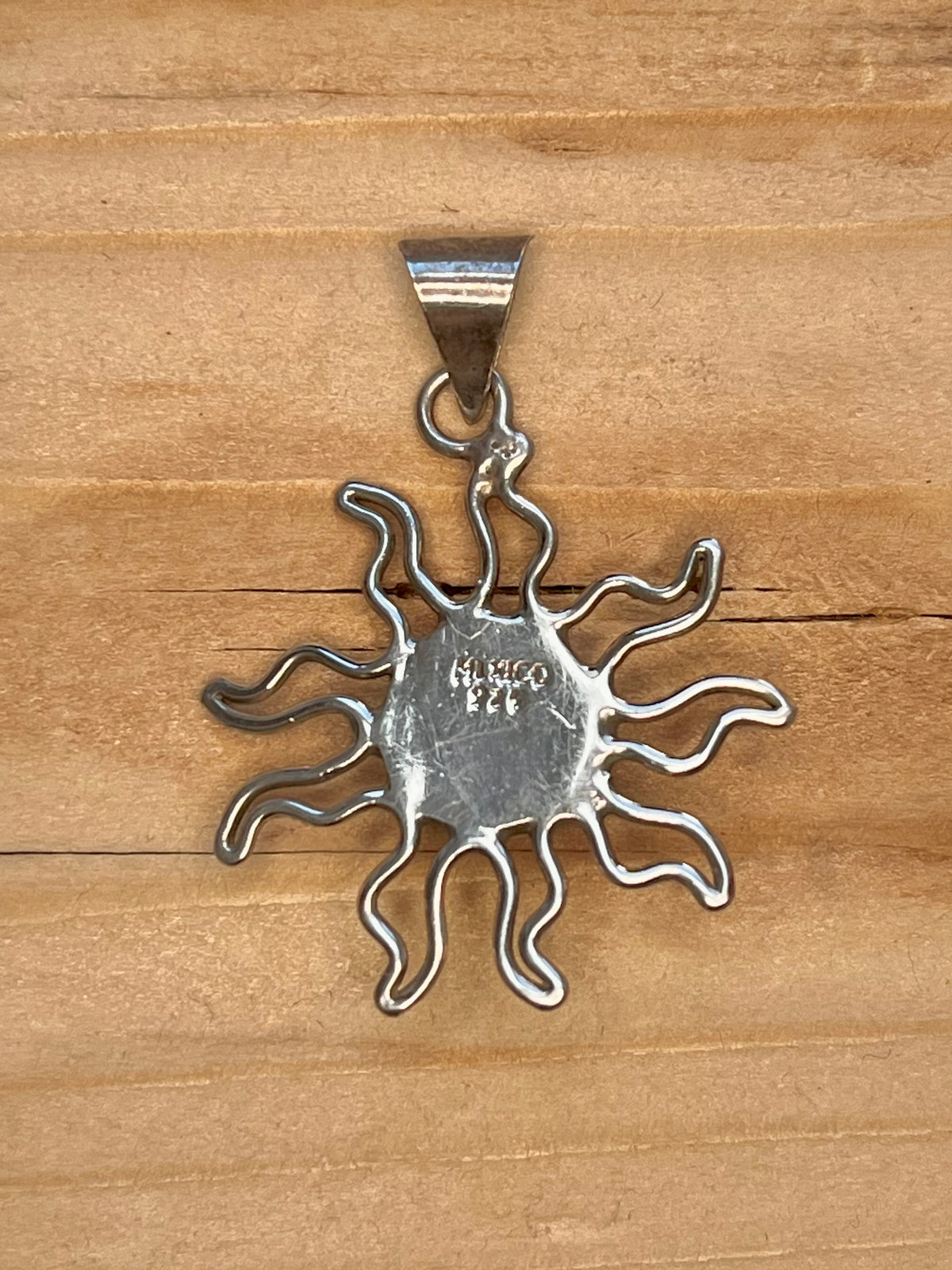 Sun and Moon Amber 925 Mexico Sterling Silver Pendant