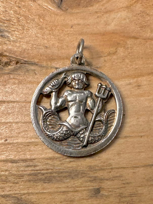 Vintage Aquarius Zodiac 925 Silver Pendant