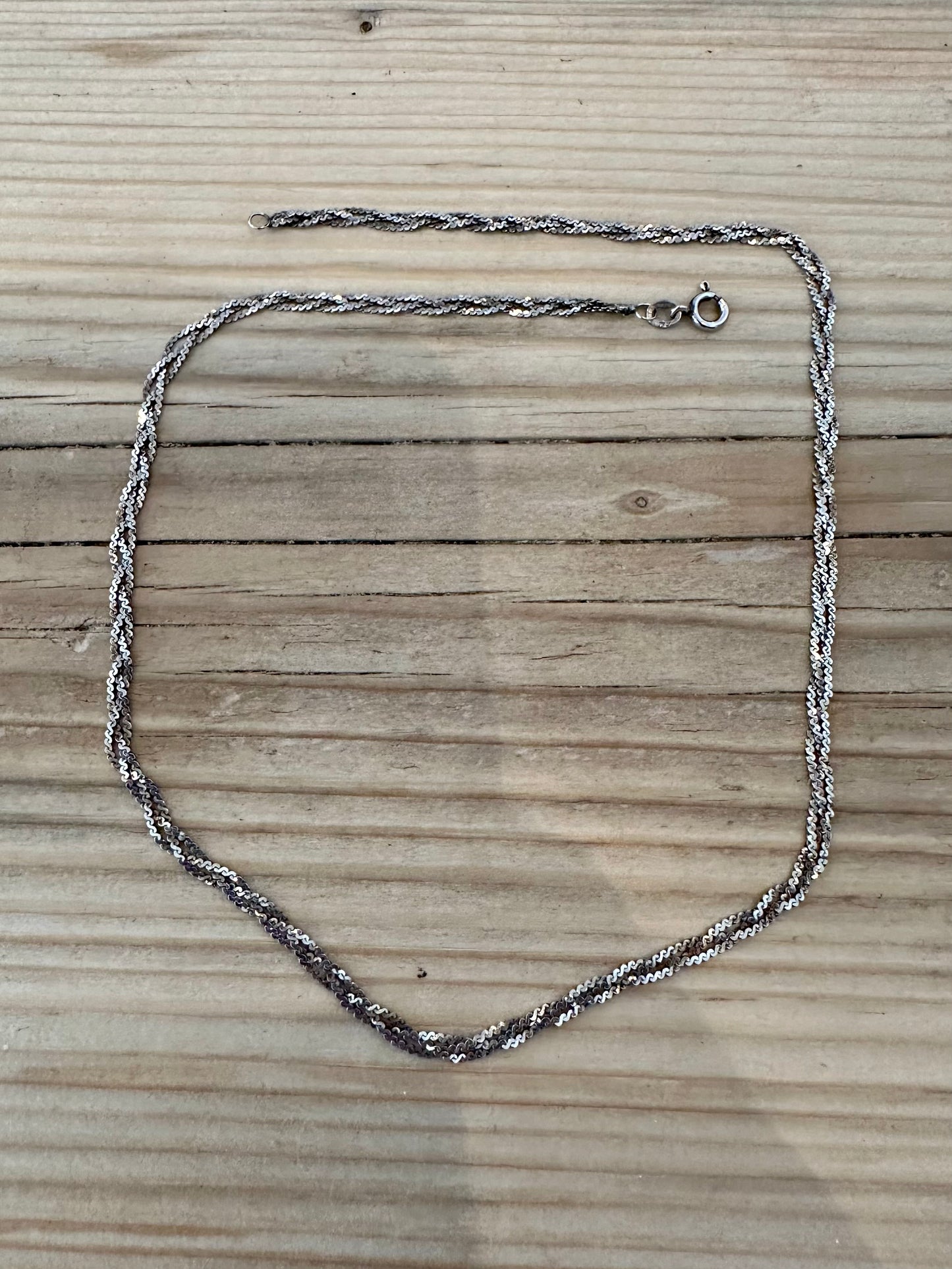 Vintage Italian Braided Herringbone 925 Silver 16.4 inch Necklace