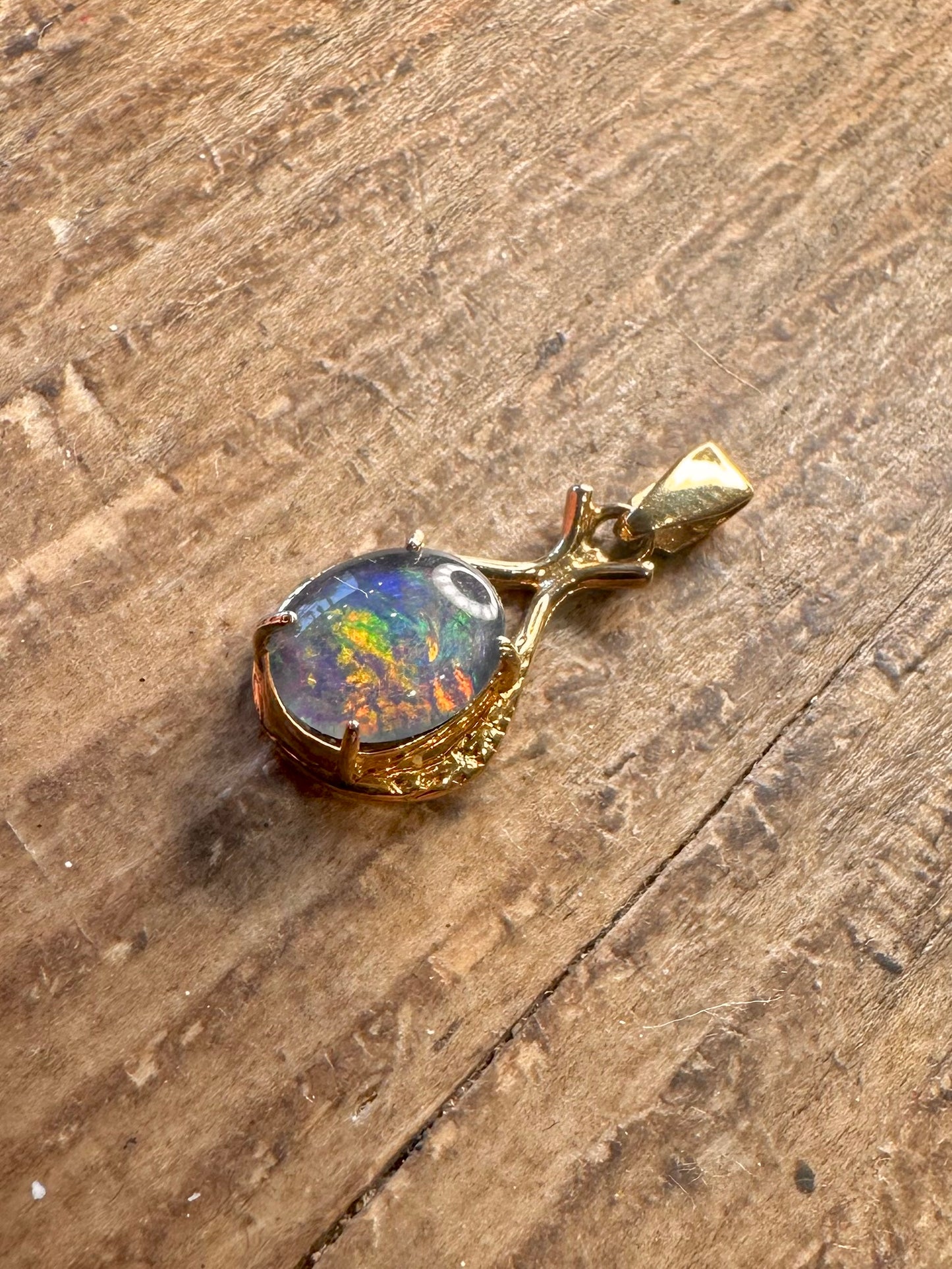 Blue Opal Gold on 925 Sterling Silver Pendant