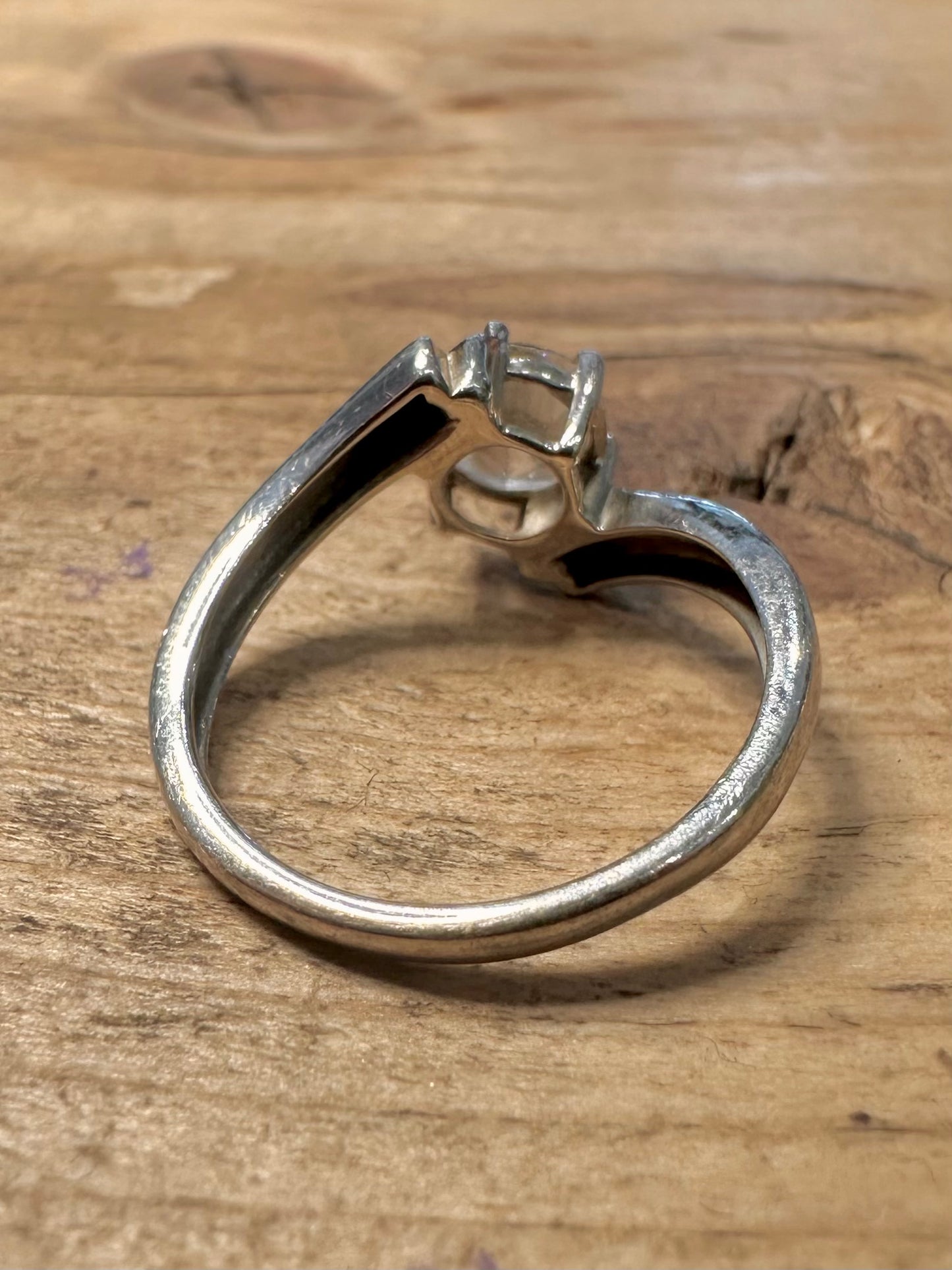 Vintage White CZ Gold on 925 Silver Size P Ring