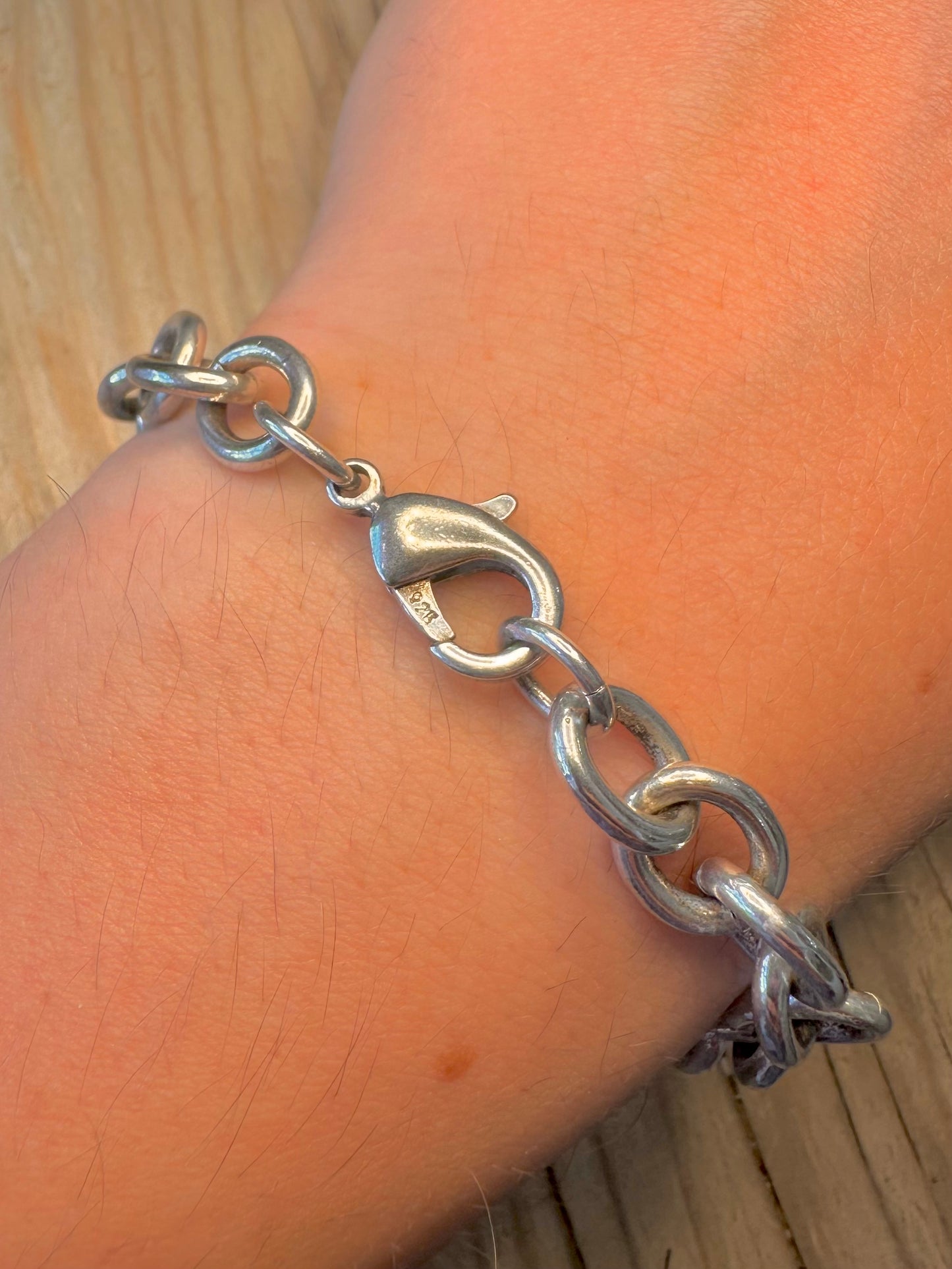 Modernist Chunky Belcher Chain 925 Silver 7.6 inch Bracelet