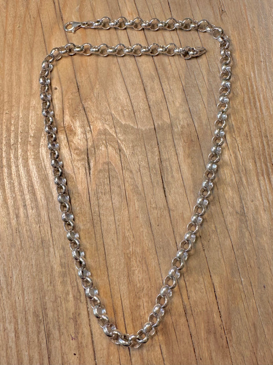 Vintage Chunky Belcher Chain Maker MW 925 Sterling Silver 19.6 inch Necklace