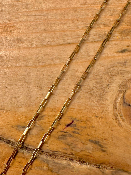 Vintage 1986 9ct Gold Rectangle Link 20 inch Necklace