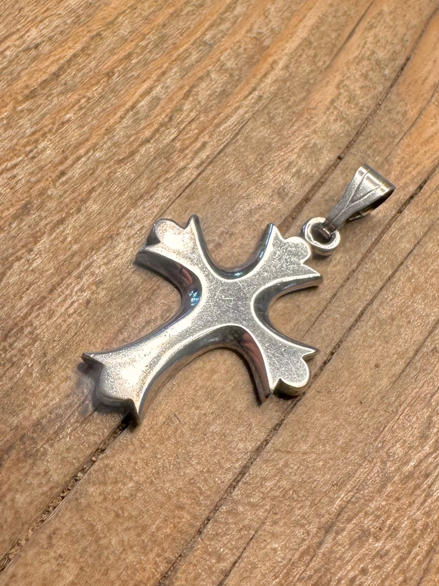 Vintage Kreuz Lilie 925 Sterling Silber Anhänger