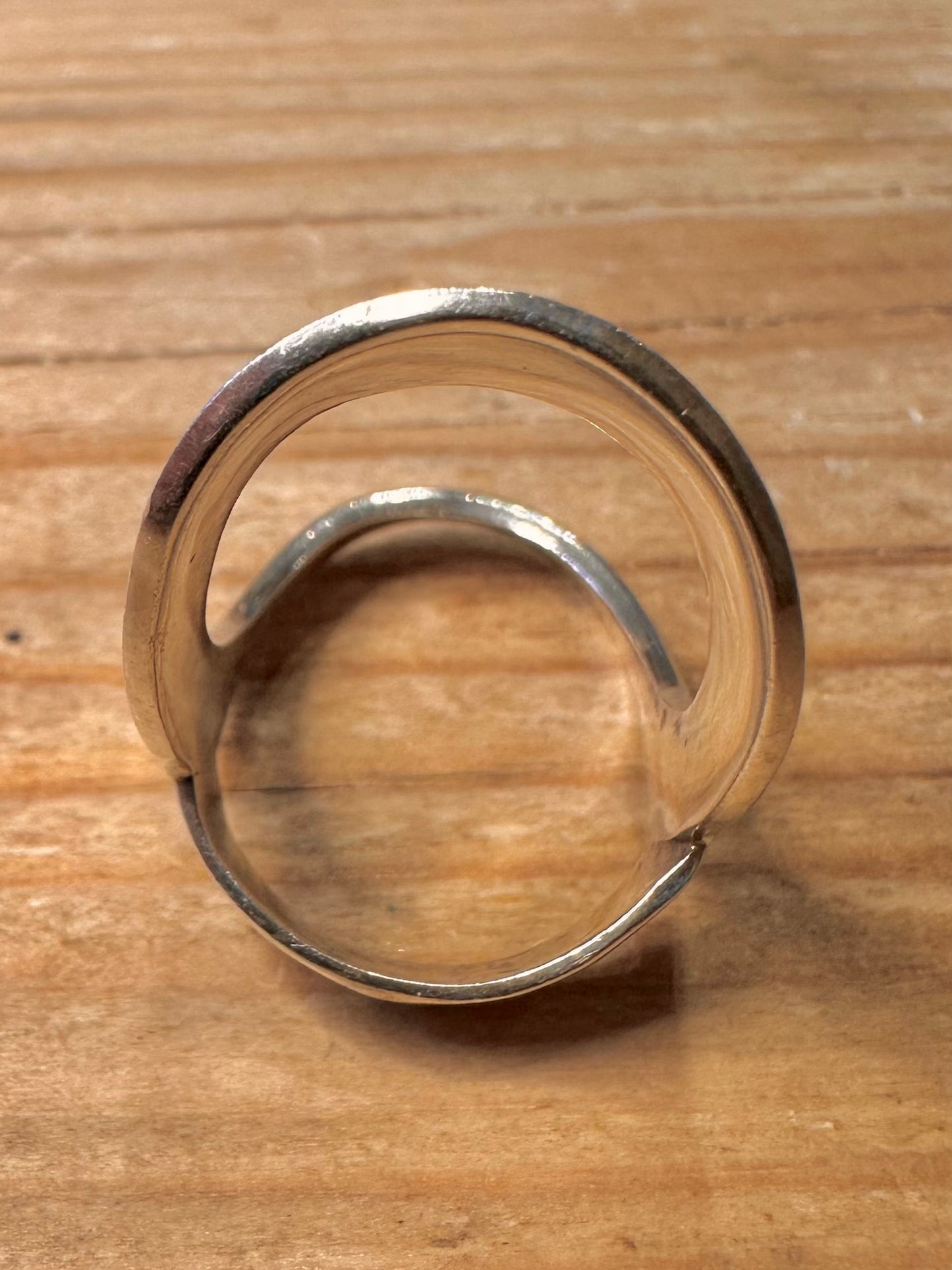 Abstract Open Oval Design 925 Sterling Silver Size P1/2 Ring