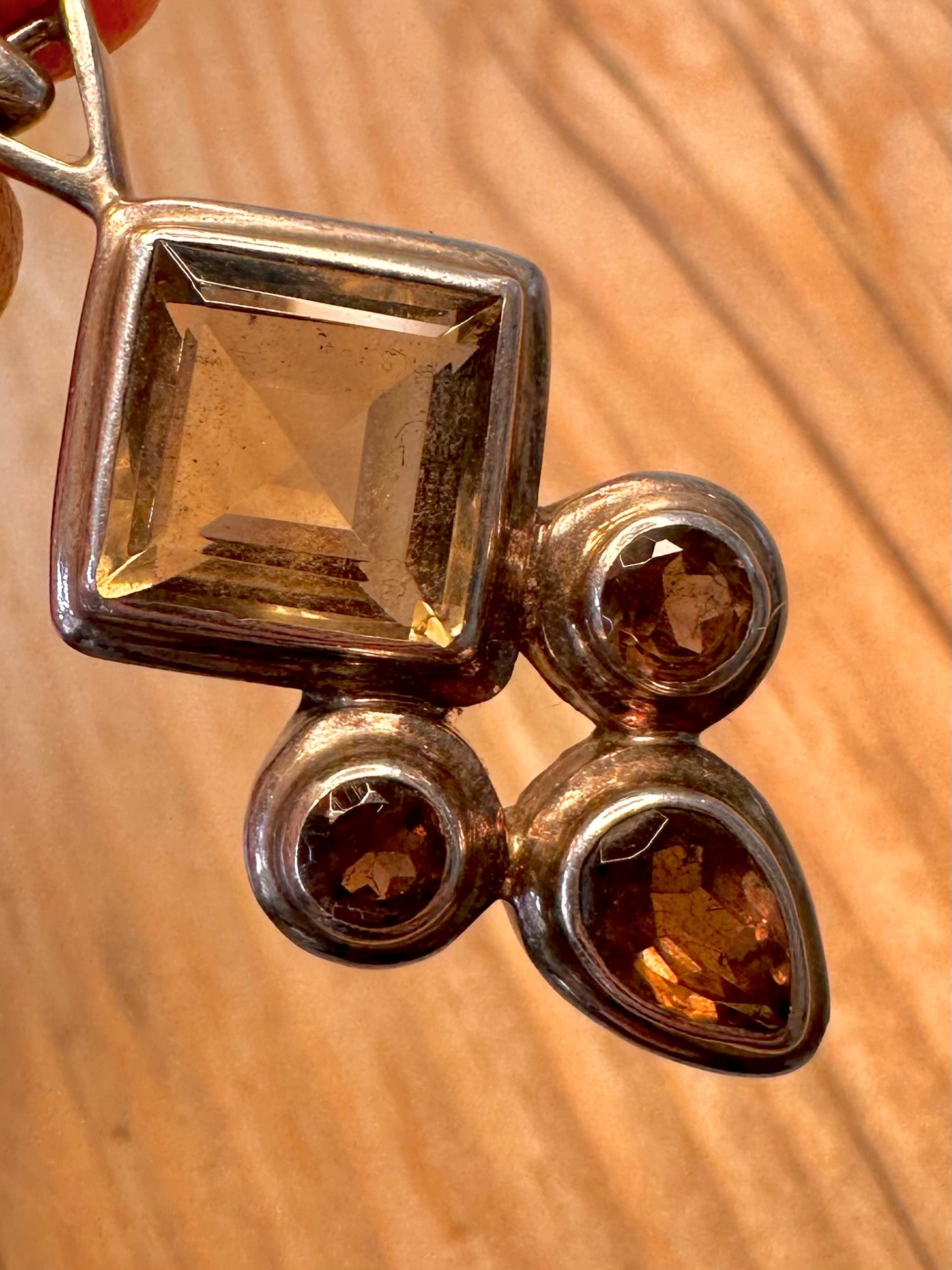 Vintage Smokey Quarts 925 Sterling Silver Pendant