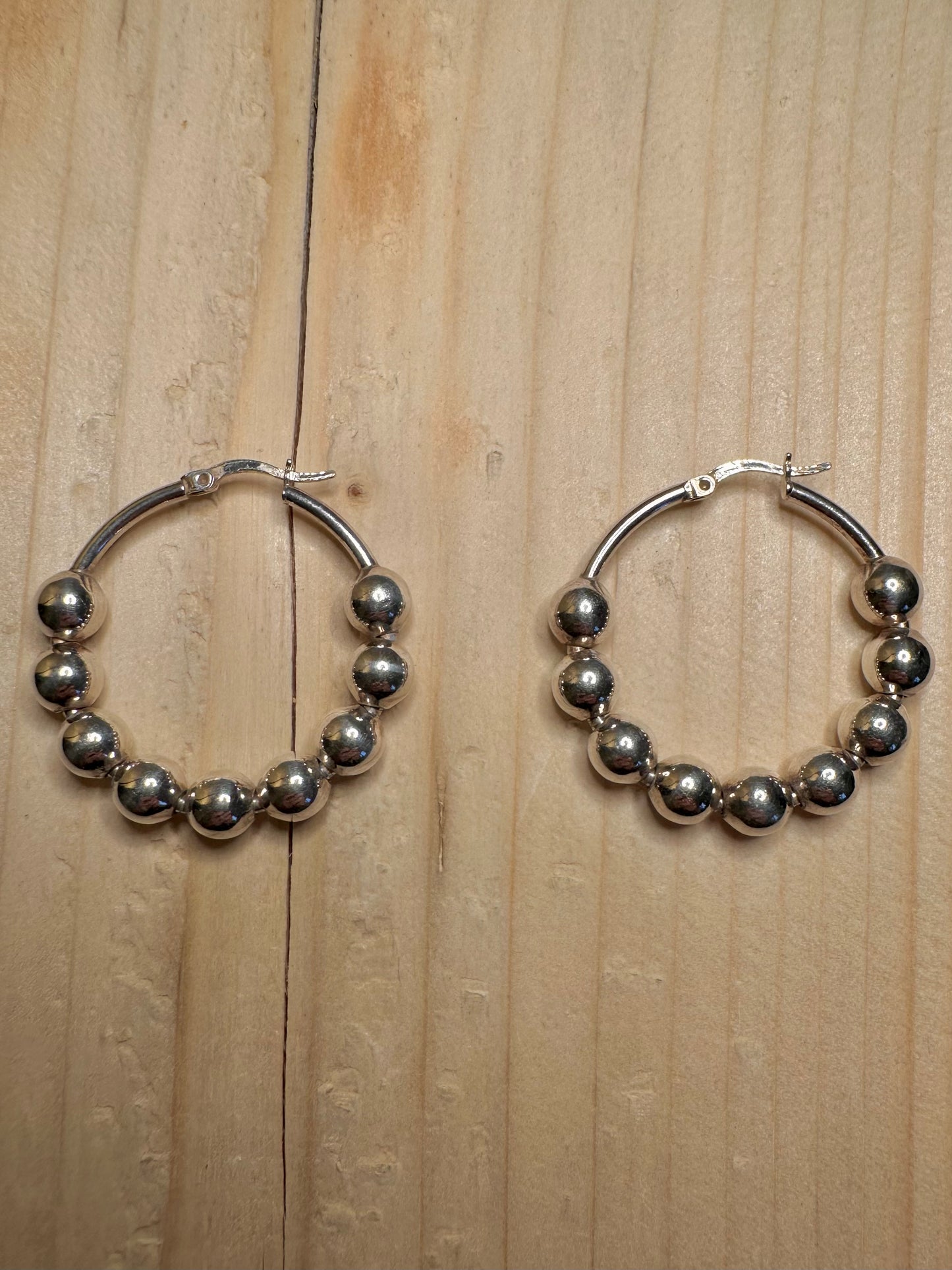 Bubble Hoop 925 Sterling Silver Earrings