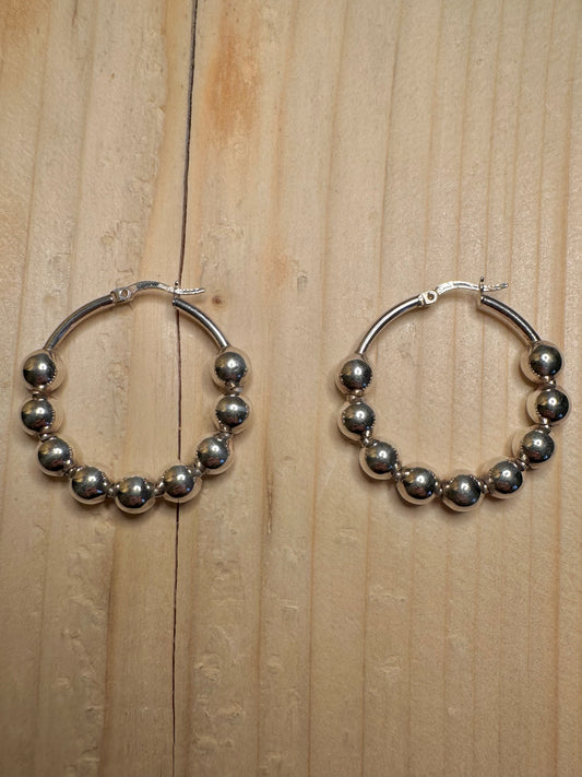 Bubble Hoop 925 Sterling Silver Earrings