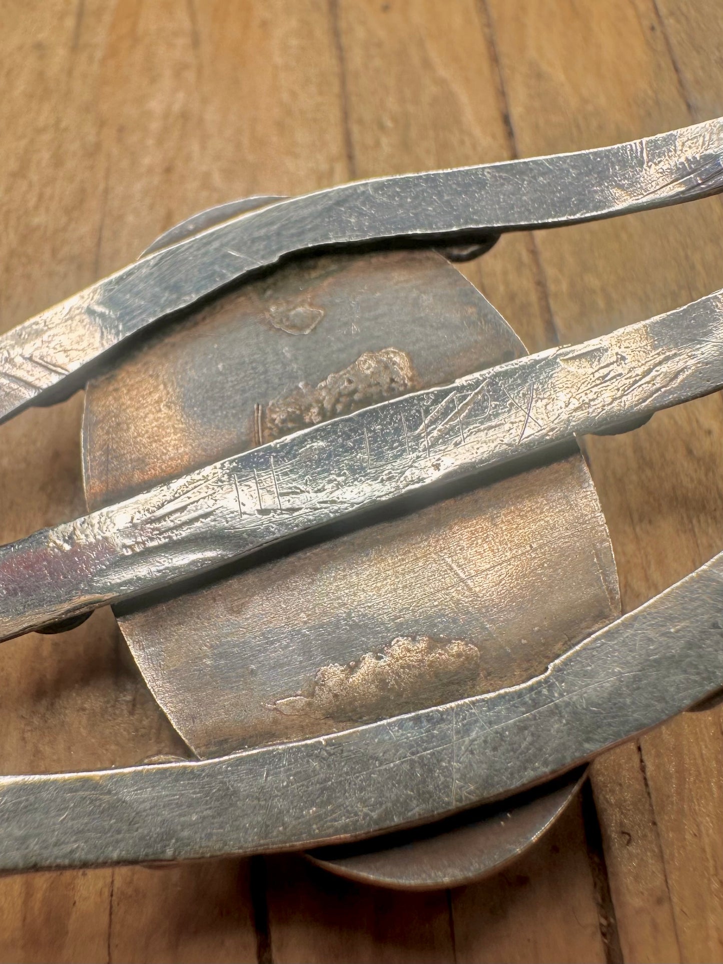 Vintage Native American Navajo Large Turquoise with Brown Matrix Heavy Gauge 925 Sterling Silver Cuff Bangle