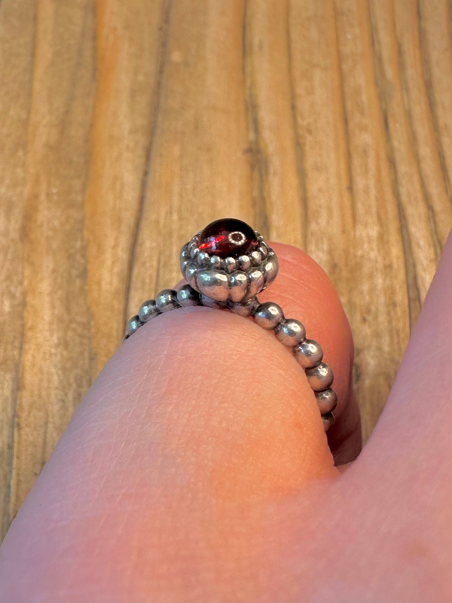 Pandora Garnet 925 Sterling Silver Size I 48 Ring