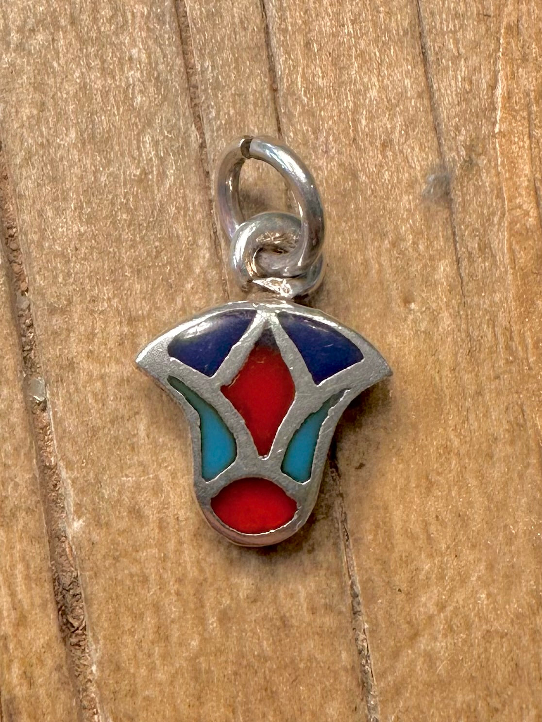 Vintage Ägyptischer Emaille-Lotusblumen-Anhänger aus 925er Sterlingsilber