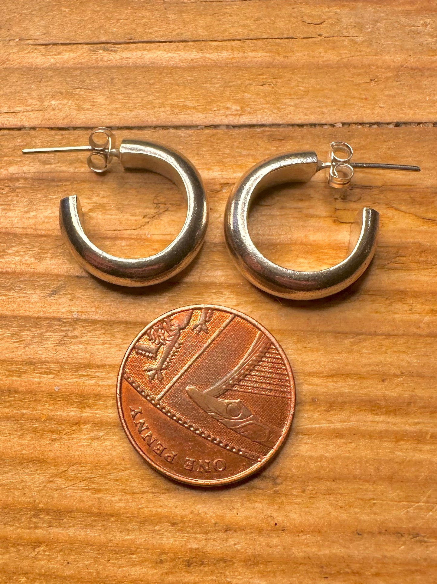 Vintage klobige Halbcreolen aus 925er Sterlingsilber Mexiko-Ohrringe