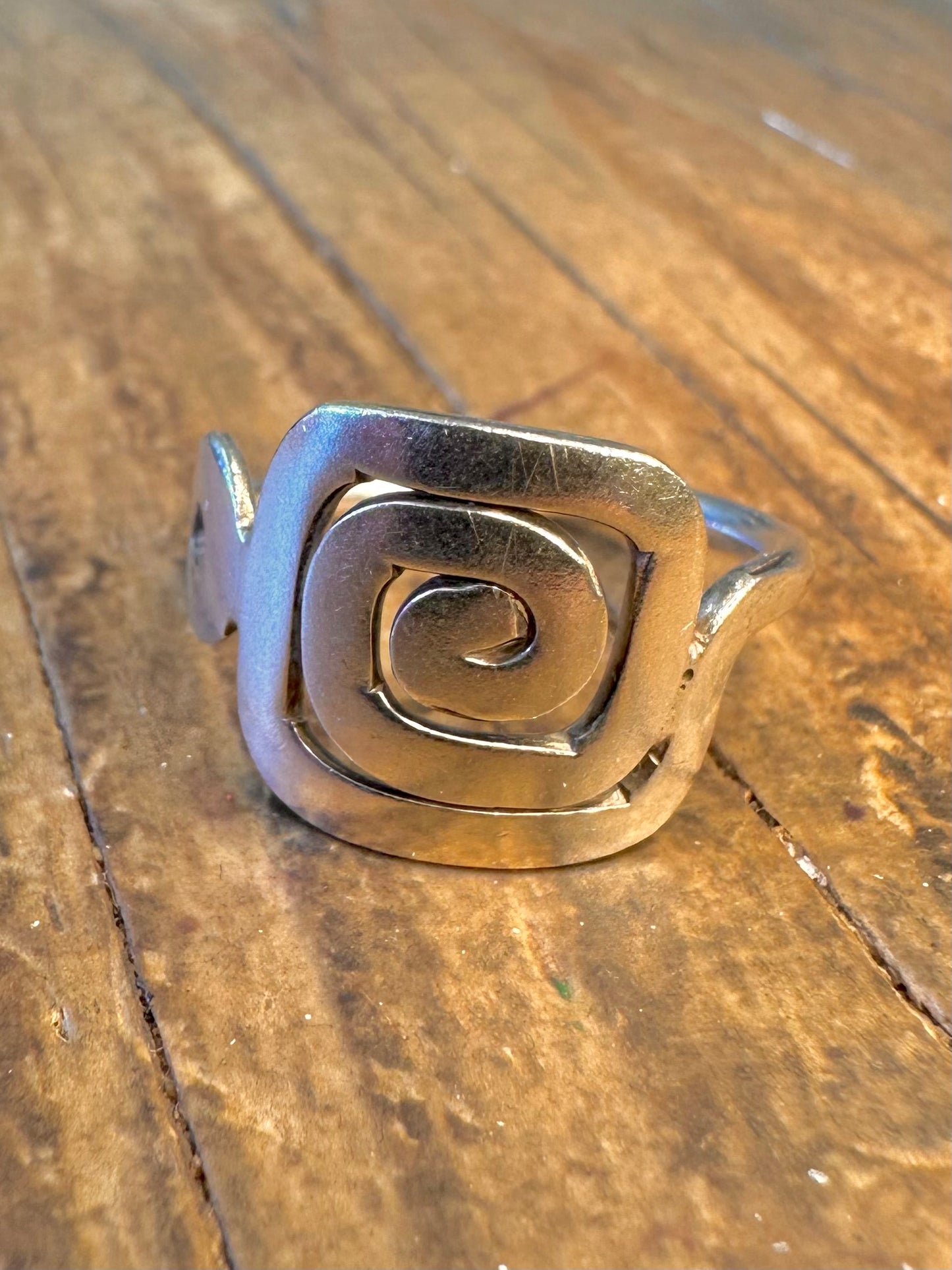 Square Swirl 925 Sterling Silver Size O1/2 Ring