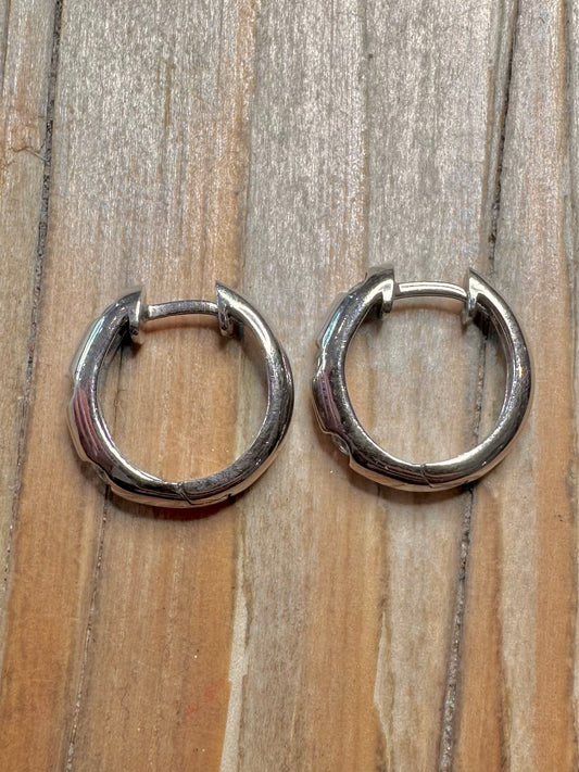 Modern Chunky CZ Stone 925 Sterling Silver Hoop Earrings